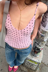 Chic Sexy Polka Dot V Neck Cami Top