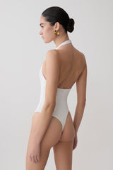 Rebekah Slinky Halter Bodysuit - White
