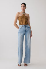 Sade Halter Top With Hardware - Caramel
