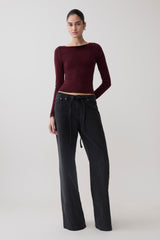 Coraline Long Sleeve Sheer Top - Burgundy