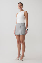 Daisy Wrap Mini Skirt - Charcoal Marle