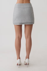 Daisy Wrap Mini Skirt - Charcoal Marle