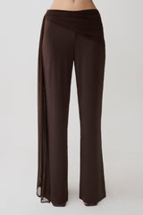 Aspyn Slinky Gathered Wide Leg Pants - Chocolate