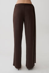 Aspyn Slinky Gathered Wide Leg Pants - Chocolate