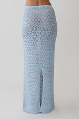 Courtney Crochet Knit Maxi Skirt - Pale Blue