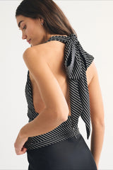 Polka Dot Multiway Tie Mesh Halter Top