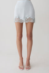 Nina Lace And Satin Mini Skirt - Ice Blue