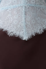 Sascha Lace And Satin Halter Maxi Dress - Ice Blue/Chocolate