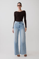 Culver Draped Twist Knit Top - Chocolate