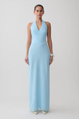 Valentina Chiffon Halter Maxi Dress - Pale Blue