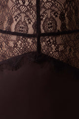 Dinah Lace And Satin Maxi Dress - Chocolate
