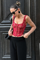 Sheer Lace Trim Sexy Cami Top