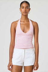 Sexy Polka Dot Plaid Slim Halter Top