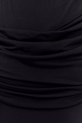 Henley Slinky Drape Maxi Dress - Black