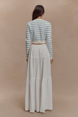 Tanner Striped Knit Cardigan - Light Blue/White
