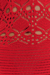Solstice Off Shoulder Crochet Knit Maxi Dress - Blood Orange