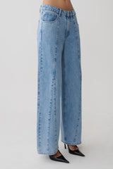 Roy Mid Rise Wide Leg Denim Jeans - Classic Blue