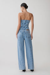 Roy Mid Rise Wide Leg Denim Jeans - Classic Blue