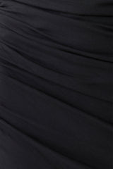 Thao Long Sleeve Gathered Mini Dress - Dark Charcoal