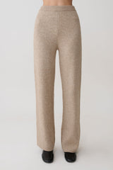 Evan Knit Wide Leg Pants - Beige Marle