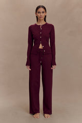 Natalya Knit Wide Leg Pants - Merlot