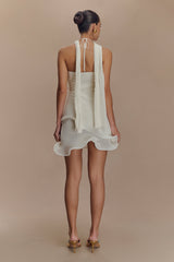 Caprice Halter Knit Mini Dress - White
