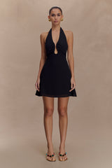 Malakhai Chiffon Halter Mini Dress - Black