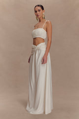 Scottie Shirred Linen Bandeau - Oat Marle