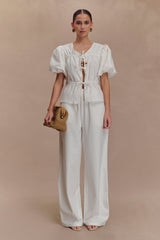 Janayia Cotton Wide Leg Pants - White