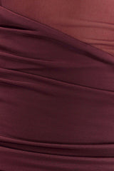 Dallas One Shoulder Mesh Mini Dress - Mahogany