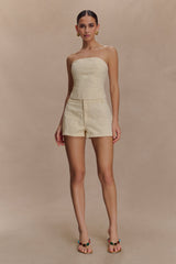 Ebony Embroidered Denim Corset - Cream