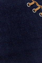 Meryl Lace Up Denim Jean - Indigo Blue