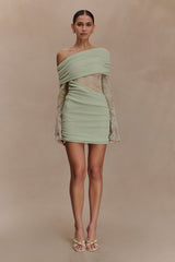 Luxie Lace Knit Mini Dress - Pastel Green