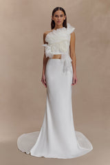 Clara Fishtail Maxi Skirt - White