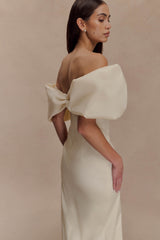 Angelica Taffeta Off Shoulder Bridal Gown - Soft Beige