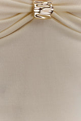 Miraby Front Ruched Knit Long Sleeve Top - Ivory