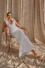 Carolyn Linen Bubble Maxi Dress - White