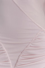 Amandine Ruched Slinky Maxi Dress - Pale Pink