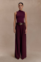 Hadleigh Sleeveless Slinky Top - Burgundy