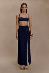 Belle Denim Cropped Bralette - Indigo Blue