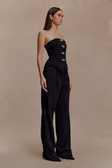 Arla Button Up Corset Top - Black