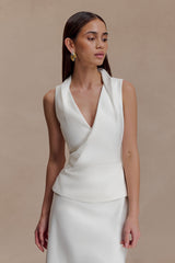 Yanina Cotton Halter Midi Dress - White