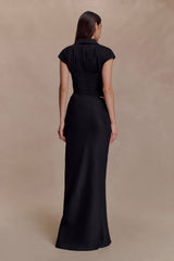 Saphira Shirt Corset Maxi Dress - Black