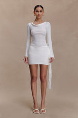 Elowen Knit Cowl Long Sleeve Top - White