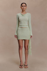 Elowen Knit Cowl Long Sleeve Top - Pastel Green
