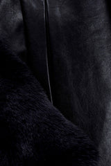 Bec Faux Leather Trench Coat With Faux Fur - Black