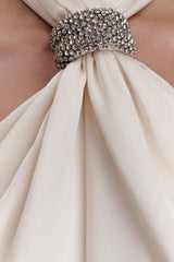 Freja Halter Maxi Dress With Hardware - Blush Ivory