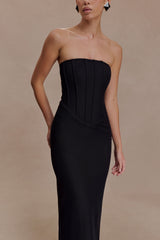 Gemma Strapless Mesh Maxi Dress - Black