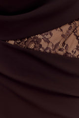 Arra Chiffon And Lace Halter Maxi Dress - Cacao Brown