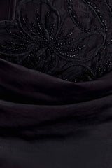 Asha Floral Mesh And Satin Maxi Dress - Black